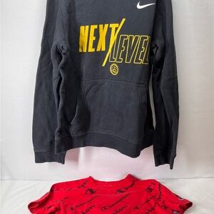 Nike‎ Black and Yellow Kids Hoodie and Champion tshirt
